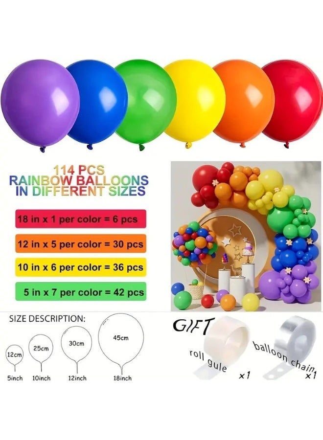 Rainbow Balloon Garland Kit, 116PCS Multicolored Balloons，6 Color Rainbow Party Balloon for Birthday Party Decoration,Baby Shower,Wedding,Valentine's Day party,Anniversary,1st Birthday Decorate - Image 2